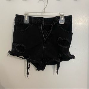 Shein high waist distressed shorts